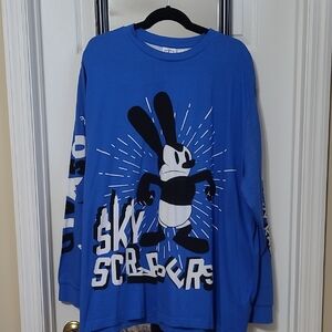 Disney Oswald The Lucky Rabbit Blue and Black Logo Tee